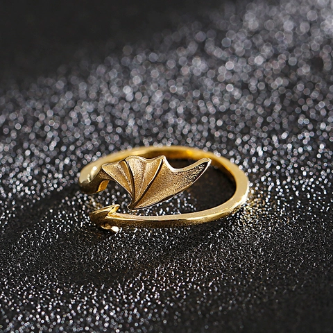 Gotische Duivelsvleugel Roestvrijstalen Open Ring Verstelbare Pijlstaart Punk Stijl Sieraden Unisex Accessoire