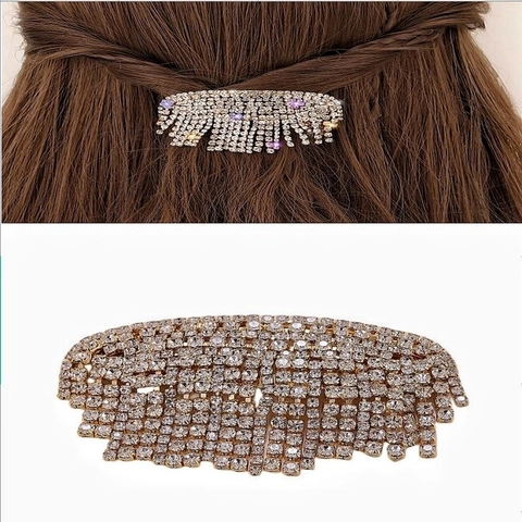 Molletta Per Capelli Con Nappe In Strass Oro Metallo Luccicante Fermaglio Laterale Elegante Accessori Per Capelli Lusso