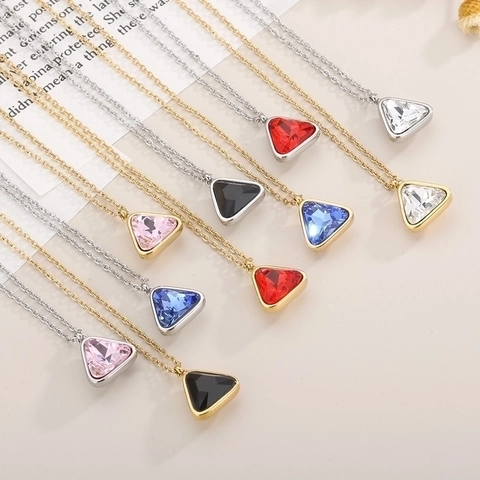 Dreieck Kristall Glas Anhänger Halskette Ohrringe Edelstahl Geometrisch Minimalistisch Mode Für Damen Schmuck