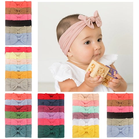 Diademas Con Lazo Para Bebé Cintas Elásticas Suaves De Nailon Para Recién Nacidos Niños Pequeños Accesorios Cabello Princesa Lindos