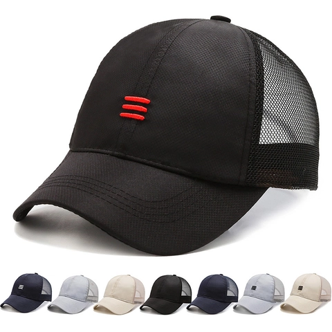 Mesh Baseballkappe Atmungsaktiv Sonnenschutz Trucker Hut Polyester Gebogene Krempe Verstellbar Lässiger Sport Hut