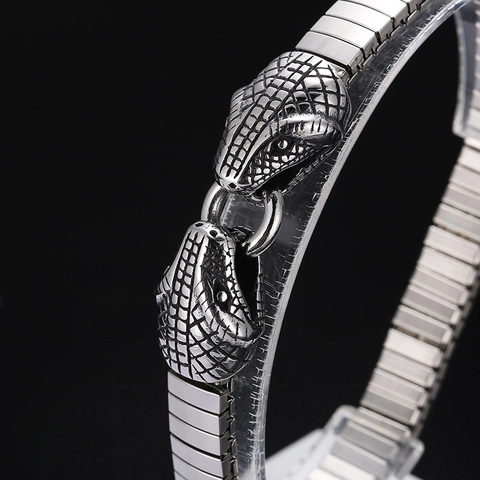 Bracciale Da Uomo In Acciaio Inossidabile 316L Doppia Testa Serpente Punk Rock Gioielli