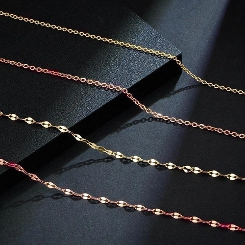Collana Catena Acciaio Inossidabile Minimalista Impermeabile Maglia Forma O Scatola Catena Labbro Per Gioielli DIY Donne Uomini
