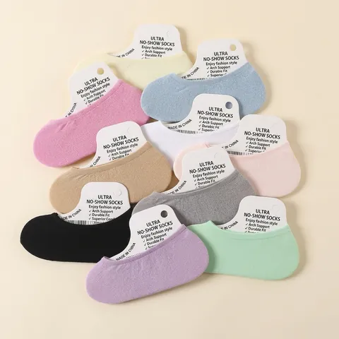 Dames Fluwelen Onzichtbare Bootsokken Effen Snoepkleur Ultradun Antislip Siliconen Hak Elastisch Ademend No Show Sokken
