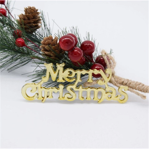Merry Christmas Letter Sign Hanging Ornament Plastic Metallic Holiday Tree Decor Party Supplies