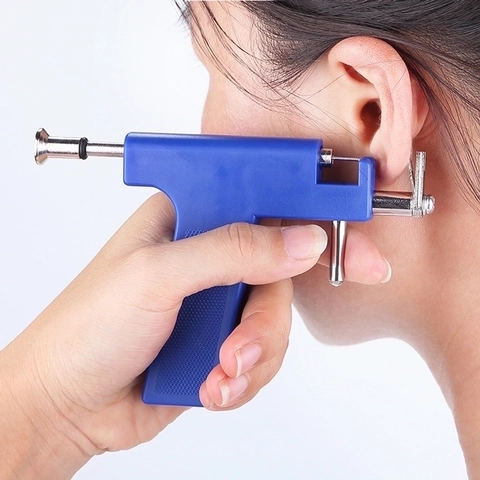 Professional Ear Piercing Gun Kit With Stainless Steel Studs Marker Pen Mirror And Storage Box Safety Tool Home Salon