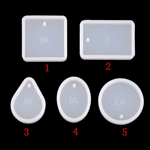 Jewelry Pendant Silicone Molds Geometric Square Rectangle Water Drop Oval Round For Resin Casting Dry Flower Crafting