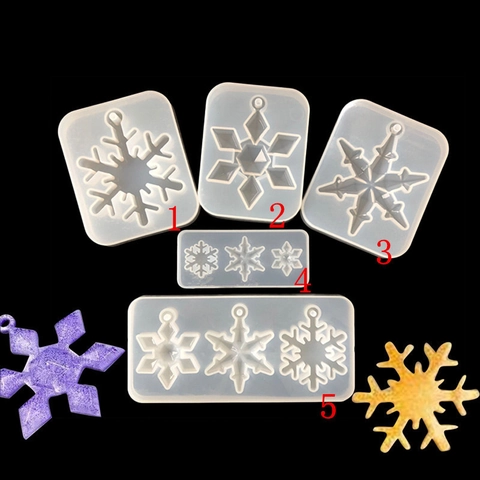 Molde De Silicona De Copo De Nieve Para Resina Epoxi DIY Colgante De Joyería Con Orificio De Suspensión Decoración Navidad