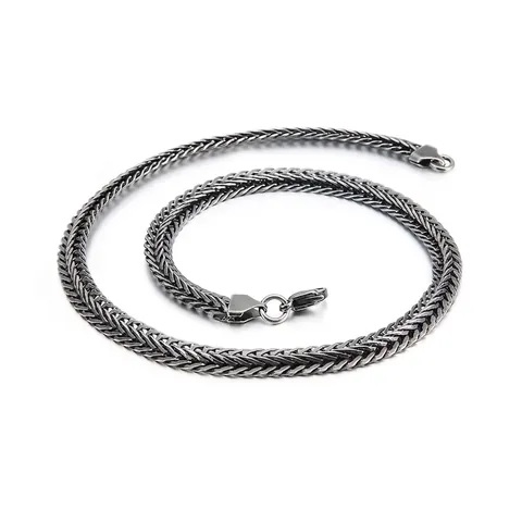 Collana Da Uomo A Catena Di Grano In Acciaio Inossidabile 316L Maglia Intrecciata Retro Punk Hip Hop Gioielli Minimalisti