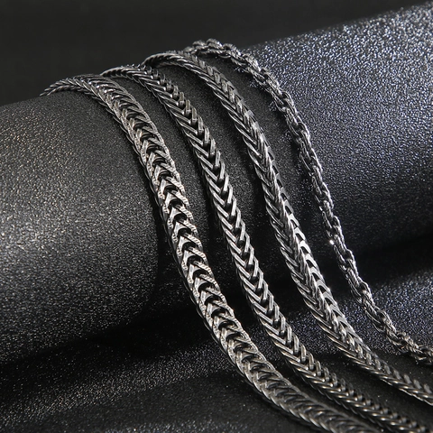 Collana Da Uomo A Catena Di Grano In Acciaio Inossidabile 316L Maglia Intrecciata Retro Punk Hip Hop Gioielli Minimalisti