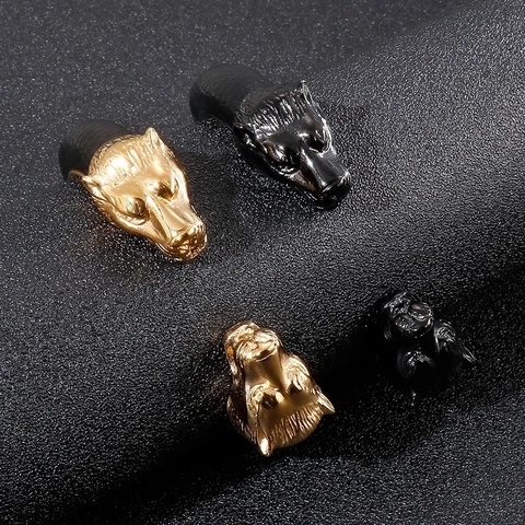 Bracciale Rigido Da Uomo In Acciaio Inossidabile Con Consistenza In Pelle Di Vacchetta Doppia Testa Di Leone Stile Punk