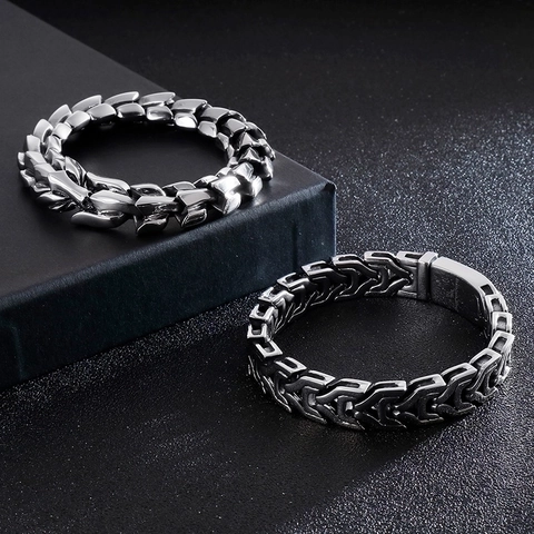 Pulsera De Cadena De Hueso De Dragón Para Hombre Acero Inoxidable 316L Estilo Punk Gótico Joyería