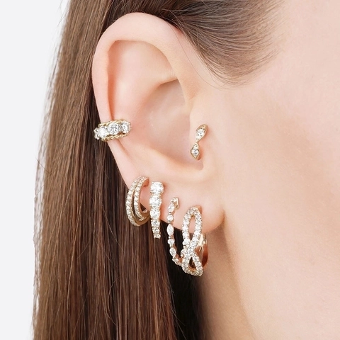 Orecchini a Bottone Geometrici Infinity Con Perno in Argento Sterling 925 Rame Zirconia Intarsiata Oro Argento Gioielli