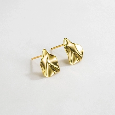 Orecchini a Bottone in Argento Sterling 925 Vintage Francese per Donna Orecchini Geometrici Irregolari a Onda Placcati Oro Argento Gioielli