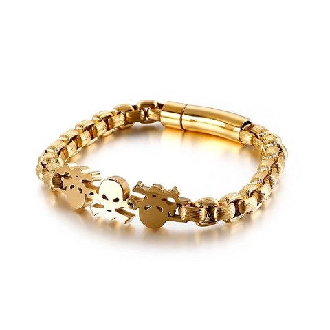 Bracciale Teschio Acciaio Inossidabile Uomo Punk Gothic Biker Catena Gioielli Mano Vintage Stile Heavy Metal