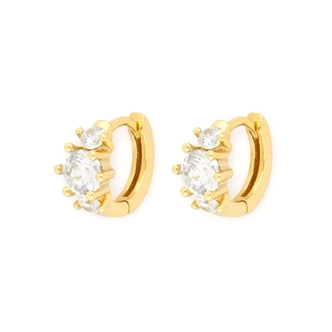 Geometric Round Zircon Hoop Earrings With Silver Earring Post Copper Micro Inlaid Trendy Fashion Jewelry For Women