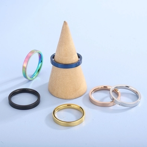 Anello A Fascia Minimalista Acciaio Inossidabile Lucido Superficie Piana Gioielli Di Moda Per Donne Uomini Unisex