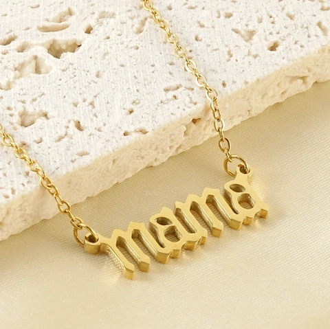 Gotische Mama Buchstaben Anhänger Halskette 18K Vergoldeter Edelstahl Schmuck Für Damen Mode