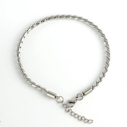 Bracelet En Acier Inoxydable Chaîne Torsadée Blé Ajustable Fermoir Mousqueton Bijoux Vintage Hip Hop Streetwear Unisexe
