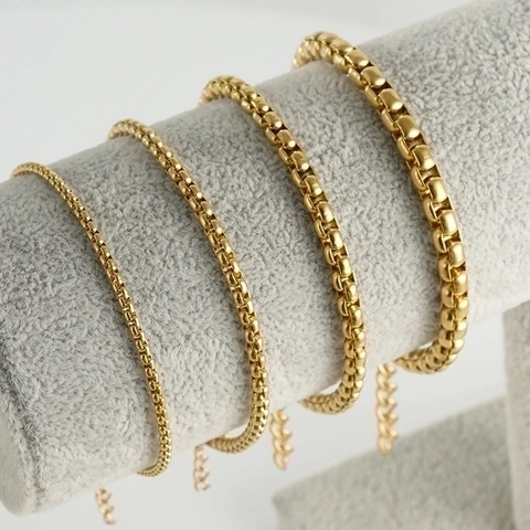 Bracciale A Catena Box In Acciaio Inossidabile Venice Hip Hop Punk Gioielli Vintage Con Chiusura A Moschettone Per Uomo Donna
