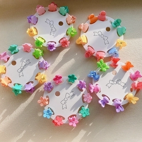 Mini Hair Claws Matte Plastic Macaron Colors Flower Heart Star Shapes Korean Style Cute Hair Accessories For Girls Women