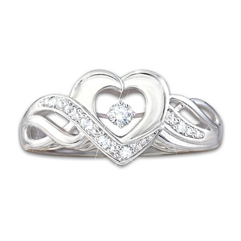 Anillo De Infinito Con Forma De Corazón Aleación Diseño Hueco Con Circonita Cúbica Joyería De Moda Para Mujer Regalo