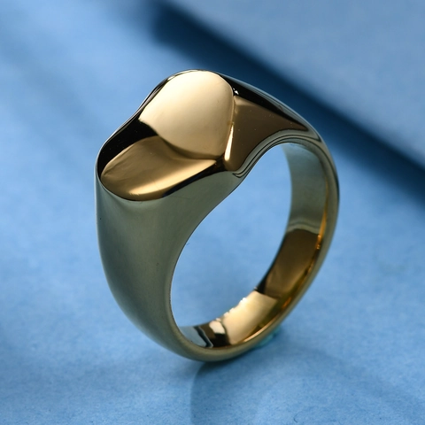 Anillo De Sello De Corazón Acero Inoxidable Pulido Joyería De Moda Minimalista Para Mujeres Hombres