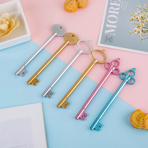 Creative Key Shaped Gel Pen Vintage Retro Style Plastic 0.5mm Black Ink Writing Stationery For Students Office