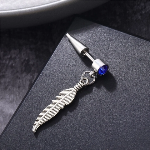 Orecchino A Lobo Con Ala Di Piuma In Acciaio Inossidabile Con Zirconia Stile Punk Gotico Per Uomo Donna