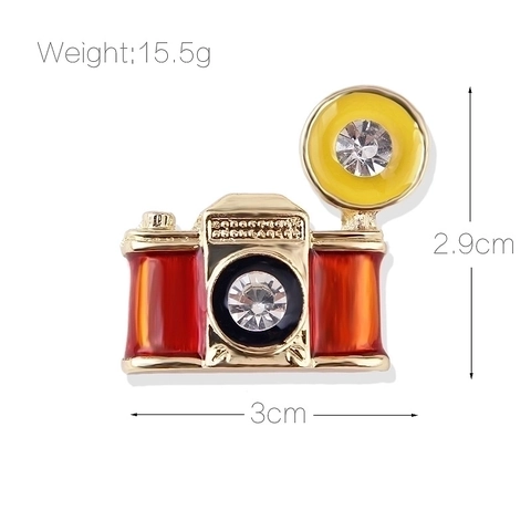 Broche de Cámara Retro Vintage de Aleación Esmalte Strass Pin de Solapa Estilo de Fotografía Joyería de Moda Regalo Para Mujeres Hombres Unisex