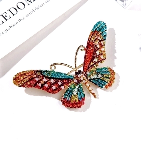 Spilla Farfalla Lega Strass Colorati Smalto Vintage Lusso Moda Spilla Per Le Donne Vestito Abito Accessori
