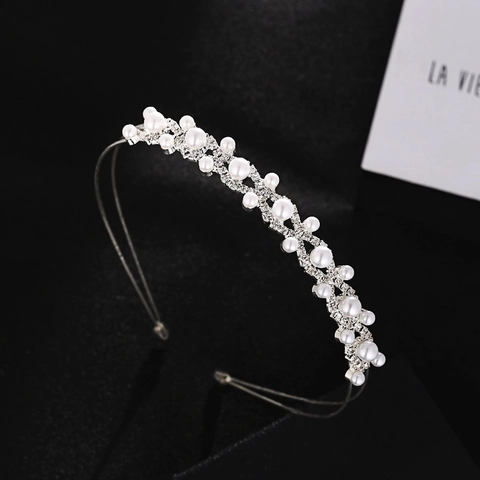 Serre-Tête Künstliche Perle Fantaisie Strass Mariée Alliage De Zinc Métal Bandeau Cheveux Élégant Accessoires De Mariage Pour Femmes