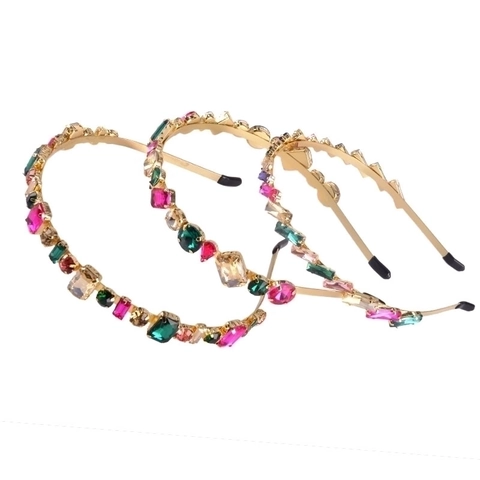 Rhinestone Headband Alloy Colorful Crystal Hair Hoop Fashion Hair Accessories For Women Vintage Elegant Headpiece