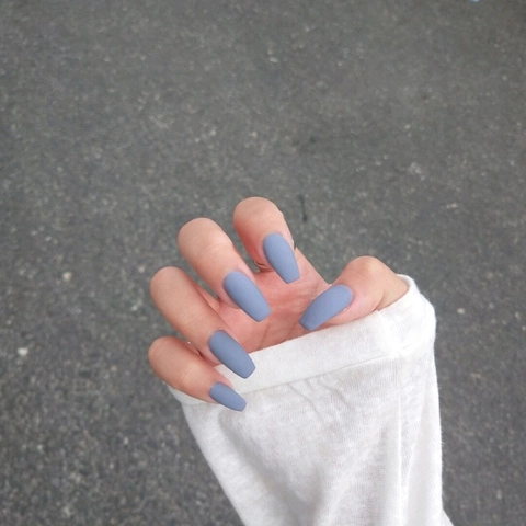 Uñas Postizas de Presión Mate Esmerilado Ataúd Color Sólido Bailarina Uñas Postizas Cobertura Completa Manicura Mujer Puntas de Uñas