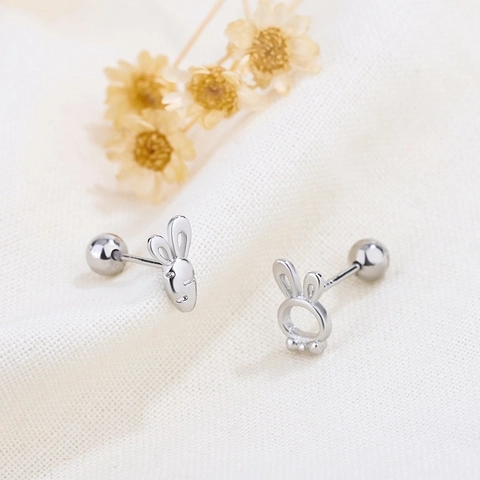 Rabbit Carrot Asymmetric Ear Studs With 925 Sterling Silver Earring Post Brass Cute Animal Jewelry For Women