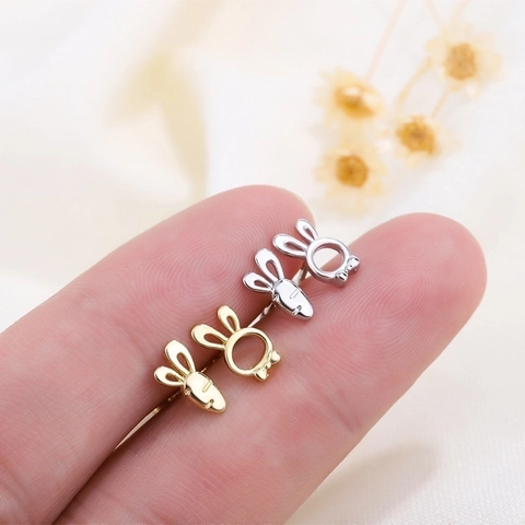 Rabbit Carrot Asymmetric Ear Studs With 925 Sterling Silver Earring Post Brass Cute Animal Jewelry For Women