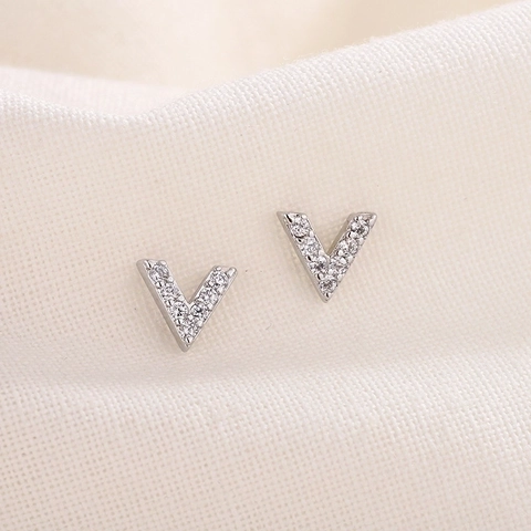 Orecchini A Lobo A Forma Di V In Rame Con Zirconi Incastonati Gioielli Di Moda Minimalisti Geometrici Per Donna