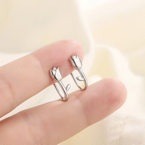 Tulpenbloem Oorknopjes Elegant Minimalistisch Koperen Florale Sieraden Voor Dames