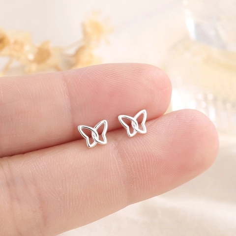 Butterfly Stud Earrings Hollow Design Minimalist Elegant Jewelry With 925 Sterling Silver Earring Post For Women