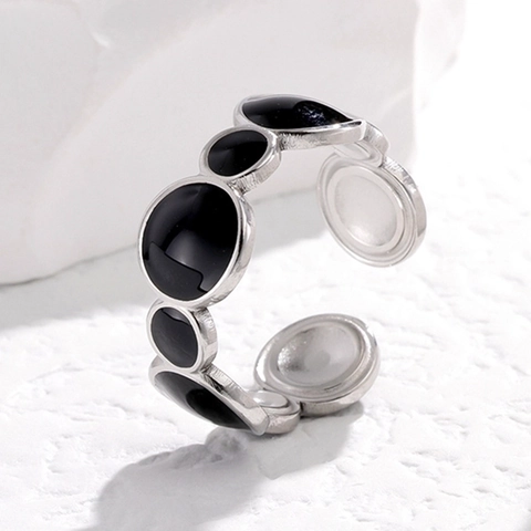 Verstelbare Ring Roestvrij Staal Emaille Dames Minimalistisch Geometrisch Rond Sieraden