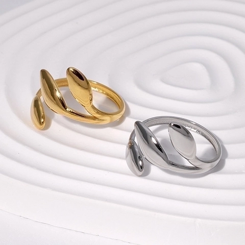 Anello Aperto In Acciaio Inossidabile Con Foglia Minimalista Per Donna Design Regolabile Ispirato Alla Natura Gioielli Dito