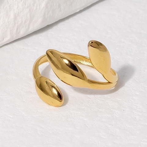 Anello Aperto In Acciaio Inossidabile Con Foglia Minimalista Per Donna Design Regolabile Ispirato Alla Natura Gioielli Dito