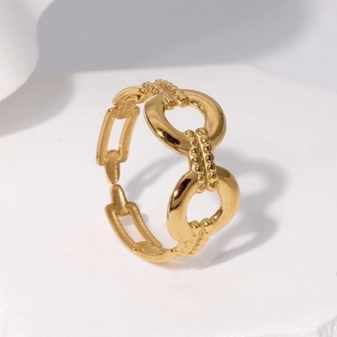 Anello A Maglie Di Catena Geometrico In Acciaio Inossidabile Fascia Aperta Regolabile Gioielli Di Moda Minimalisti Per Donne
