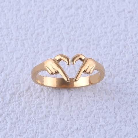 Edelstahl Herz Geste Mittelfinger Offener Ring Kreativer Neuheit Verstellbarer Schmuck Für Frauen