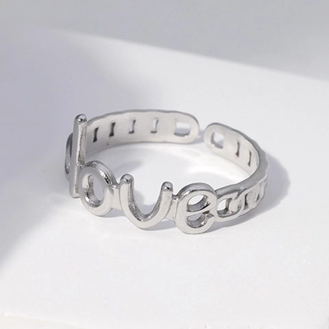 Anello Lettera Love Acciaio Inossidabile Regolabile Design Aperto Gioielleria Di Moda Minimalista Elegante Per Donna