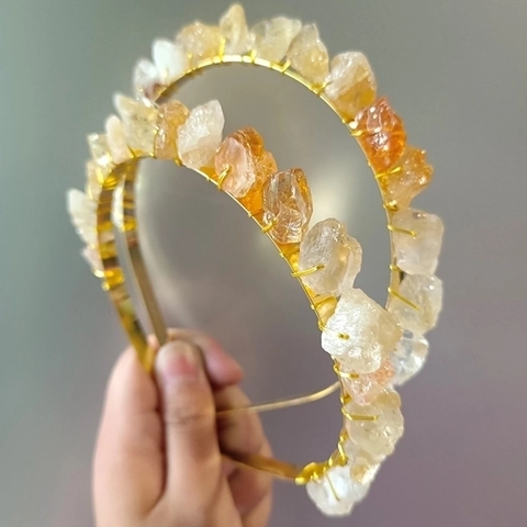 Natural Kristall Rohstein Stirnband Handgewickelt Draht Boho Krone Vintage Haarschmuck Damen
