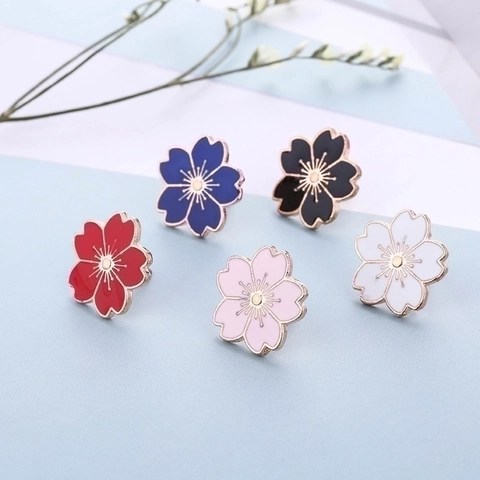 Broche De Flor De Cerezo Alfiler De Solapa De Esmalte Y Aleación Estilo Escolar Japonés Kawaii Dulce Insignia Floral Para Mujeres Niñas Decoración De Uniforme