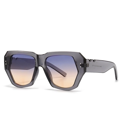 Mode Übergroße Geometrische Sonnenbrille Damen Retro Niete Dicker Rahmen UV400 Sonnenbrille Leopardenmuster Schwarz Wellenförmige Bügel Trendige Brillen