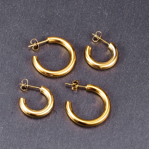 Orecchini A Cerchio Minimalisti A Forma Di C Da Donna Con Perno In Argento Sterling 925 In Acciaio Al Titanio Lucido Gioielli Hip Hop