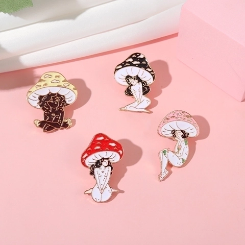 Kreative Pilzmädchen Legierung Brosche Cartoon Pilz Dame Abzeichen Persönlichkeit Emaille Anstecknadel Schmuck Zubehör Damen